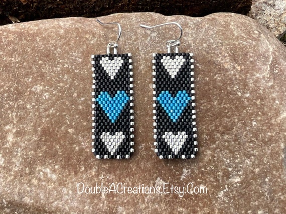 Three Heart Beaded Earrings Three Heart Beaded Earrings