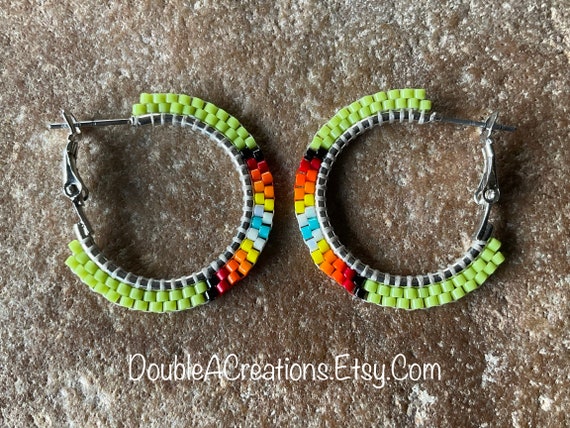 Lime green deals hoop earrings
