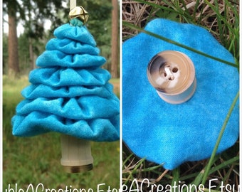 Sky Blue Tie Dye Primitive Yo-Yo Christmas Tree Ornament