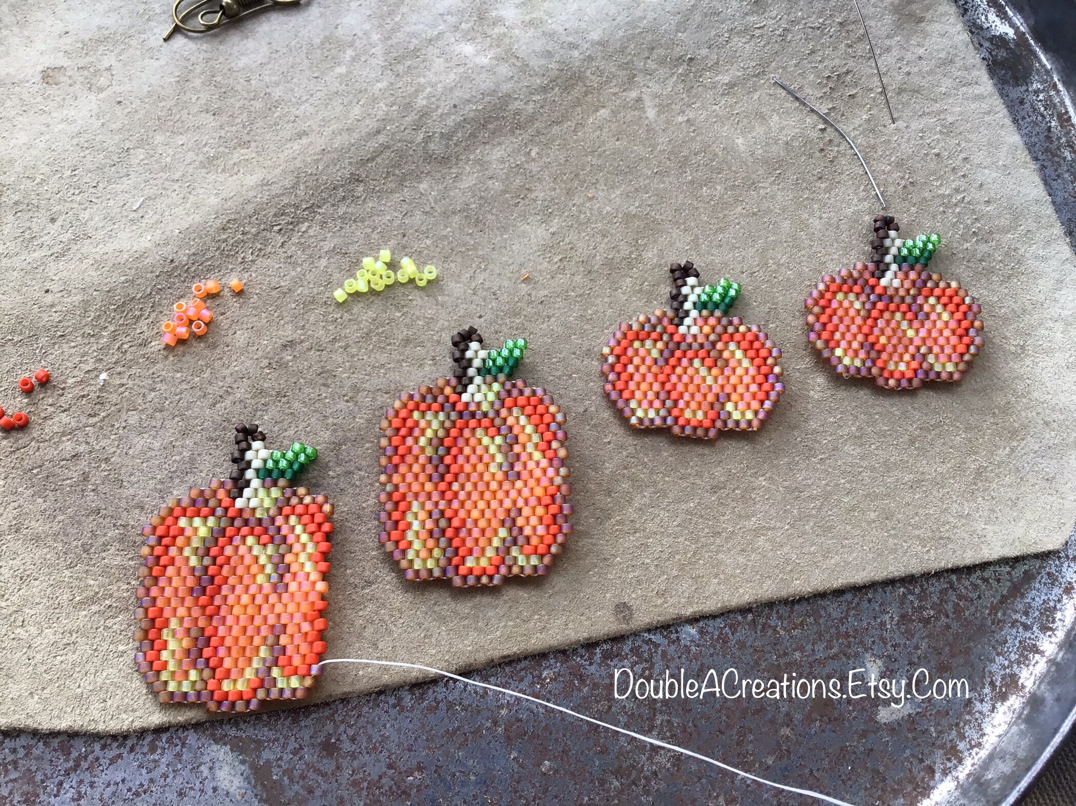 Beaded Pumpkin Earrings - Etsy