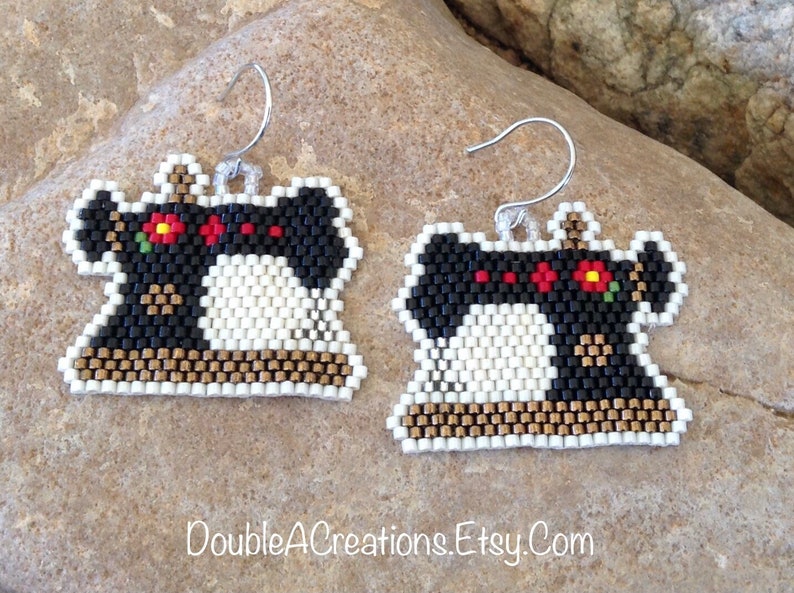 Sewing Machine Beaded Earrings Bild 9