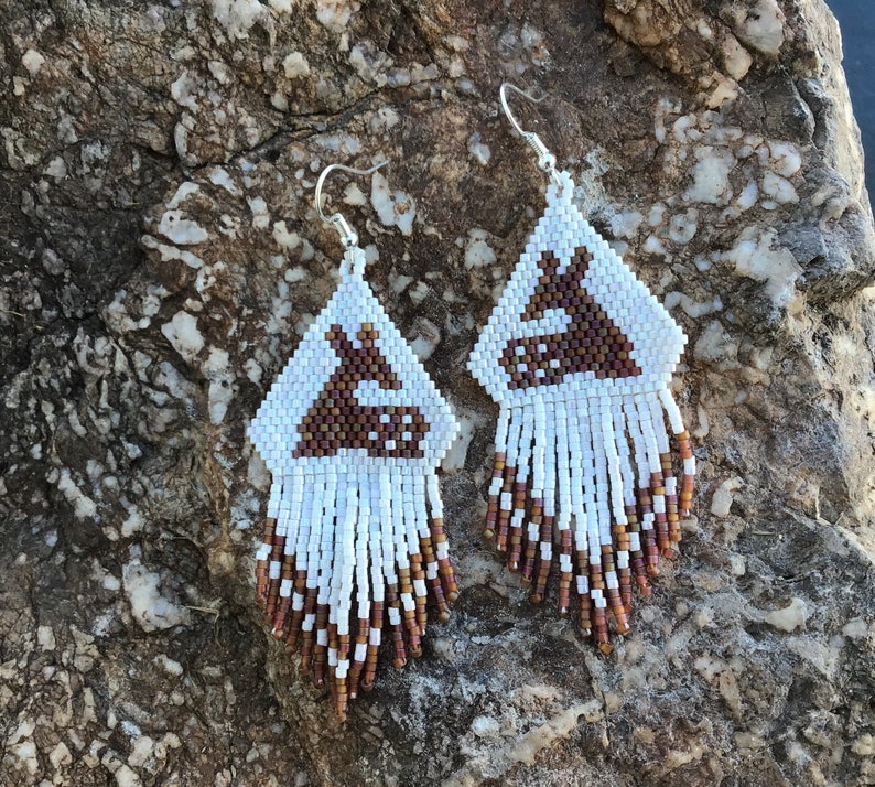 Fawn Beaded Earrings With Fringe - Etsy