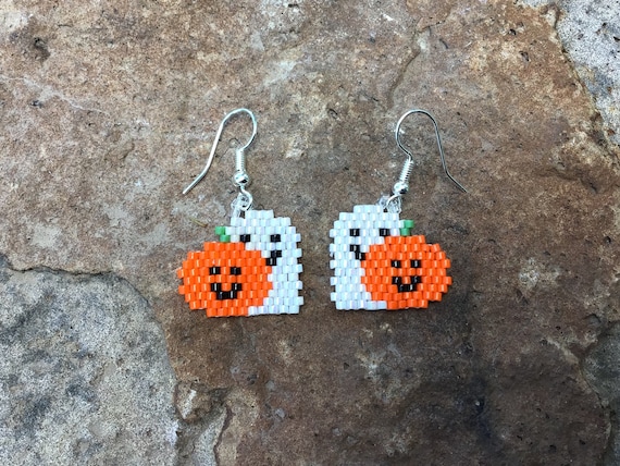 Beaded Pumpkin Earrings Beaded Pumpkin Earrings