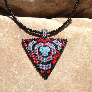 Turquoise and Red Southwest Triangle Choker