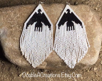 Thunderbird Beaded Earrings with Fringe