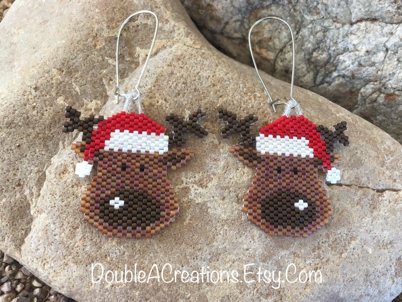 Reindeer Beaded Earrings Etsy