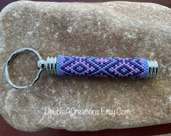 Purples Beaded Hidden Compartment Keychain