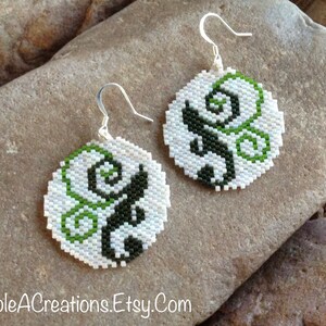 Round Green Scroll Southwest Peyote Beaded Earrings image 10