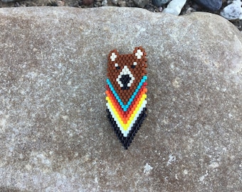 Native Bear Beaded Pin