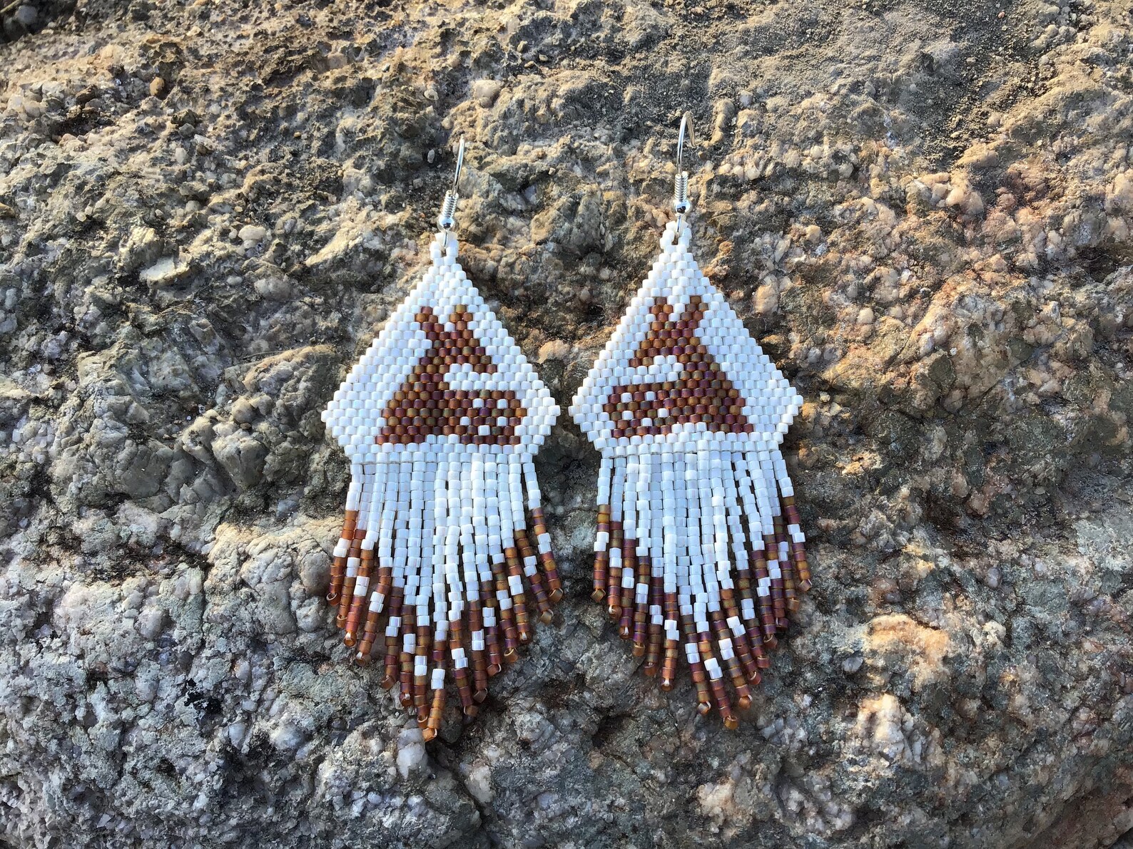 Fawn Beaded Earrings With Fringe - Etsy