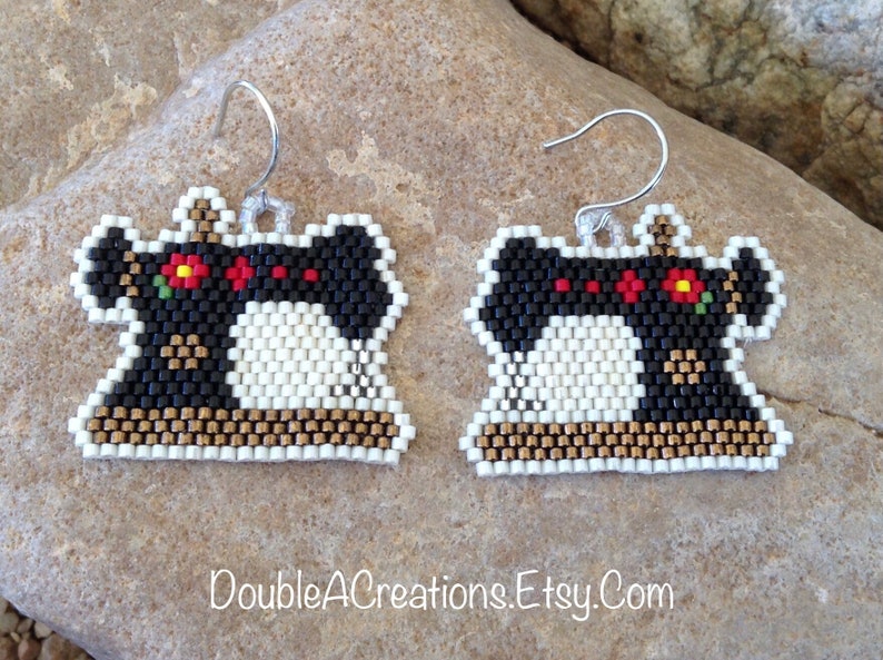 Sewing Machine Beaded Earrings Bild 1