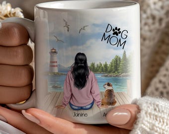 Regalo personalizado para mamá y papá perro | Retrato personalizado con perro | Regalo para dueños de perros | Único con nombre y frase