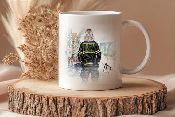 Personalisierte Feuerwehr Tasse | Geschenk für Feuerwehrmann & Frau | Kaffeetasse Held des Alltags 11 o | Dienstjubiläum und Abschied