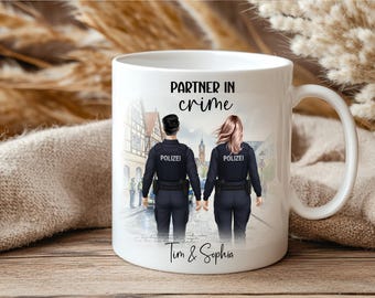 Taza de Policía Personalizada | Regalo para Oficiales de Policía | Nombre, Color de Pelo y Piel Personalizables | Regalo para un Compañero en su Aniversario de Servicio