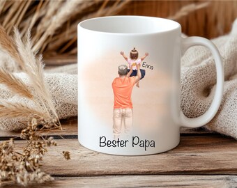 Taza personalizada para el Día del Padre | Regalo para papá en el Día del Padre o su cumpleaños | Taza de café con el nombre del niño/a | Regalo para papá