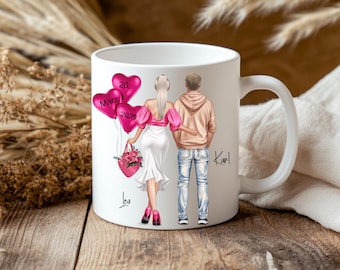 Regalo de aniversario personalizado | Taza para pareja con fecha y nombre | Regalo de San Valentín para tu pareja