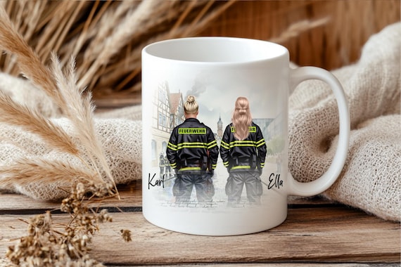Personalisierte Feuerwehr Tasse | Geschenk für Feuerwehrmann & Frau | Geschenk für Feuerwehrleute | Dienstjubiläum und Abschied