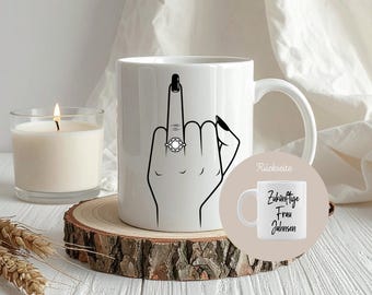 Taza personalizada para despedida de soltera | Regalo para la novia en la despedida de soltera | Futura esposa con nombre y dedo corazón | Regalo para despedida de soltera