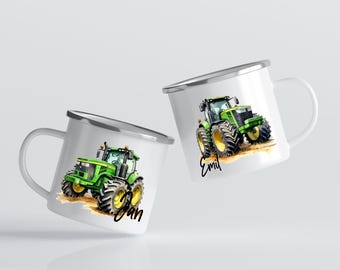 Taza personalizada con diseño de tractor – Taza infantil con nombre | Regalo para niños | Para aficionados a los tractores | Regalo para amantes de los tractores | Regalo para amantes de los tractores