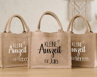 Regalo de bienestar para mujeres | Bolsa de yute personalizada | Regalo de cumpleaños para novia | Set de regalo para mujeres | Bolsa de yute con nombre