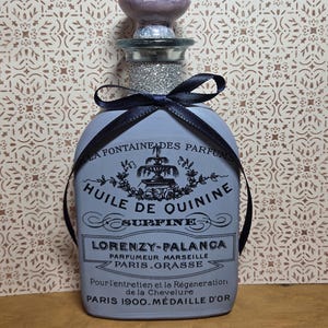Painted Lavender Bottle: Glass, Wet Transfer, Knob & Bow