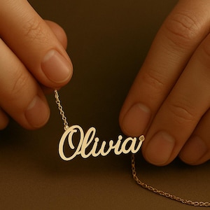 Collar con nombre personalizado para mujer, colgante con letra cursiva personalizada, joyería con nombre de acero inoxidable, gargantilla delicada, regalo para ella