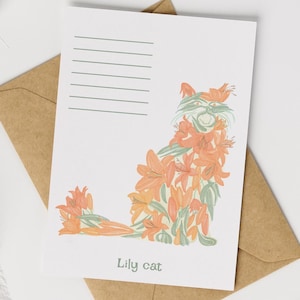 Lily Cat Watercolor Art – Floral Feline Printable – Hand Painted Botanical Cat Decor – Digital Wall Download