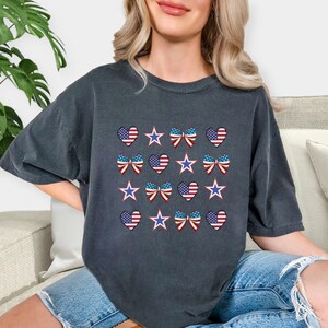 Guildan 5000® Women&#39;s 4th of July Shirt, USA Shirt, 4th of July T-Shirt, White & Blue, America T-Shirt,  Independence Day T-Shirt