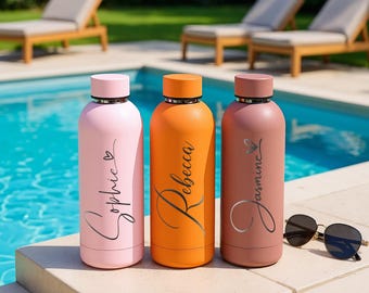 Engraved Water Bottle, Personalized Insulated Stainless Steel Tumbler, Bridesmaid Gift