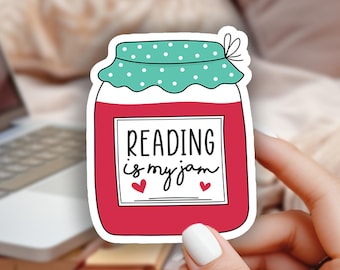 Reading Is My Jam Sticker, Funny Book Lover Decal, Bookworm Laptop Sticker, Reader Gift