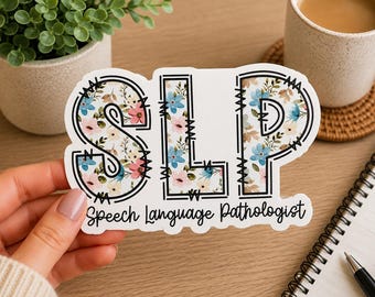 Adesivo floreale SLP, decalcomania in vinile per logopedisti, regalo per logopedisti