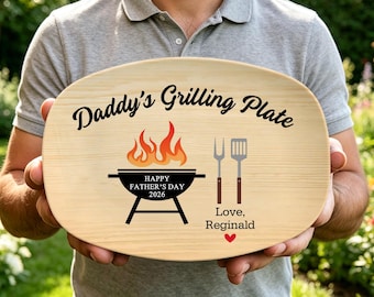 Pappas grilltallrik, fars dag-present från barn, personlig grilltallrik, anpassad grilltallrikspresent med barnnamn, grillpresent till pappa
