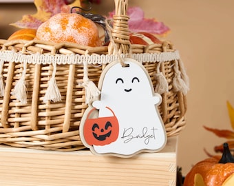 Personalized Halloween Basket Tag Custom Halloween Name Tag For Kid Boo Basket Tag, Candy Bucket Tag, Trick or Treat Bag Tag,Halloween Decor