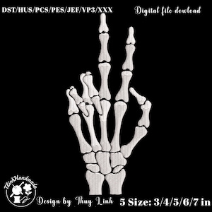 Skeleton Hand Embroidery Design | Halloween Bone Machine Embroidery File | Halloween Ghost Embroidery  - Instant download - 5 Sizes