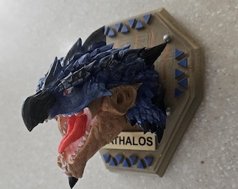 Azure Rathalos Head Mount Plaque