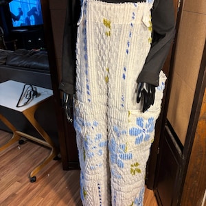 3 X Upcycled Chenille Bedspread Overalls
