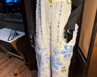 3 X Upcycled Chenille Bedspread Overalls