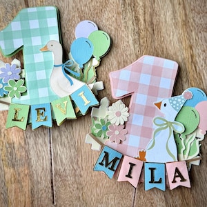 One Silly Goose Cake Topper – Personalized Birthday Decorations, Silly Goose Party Theme, Goose Birthday, First Birthday, Goose cupcake