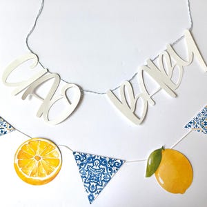 Lemon & Blue Tile Garland: Amalfi Coast Party Banner