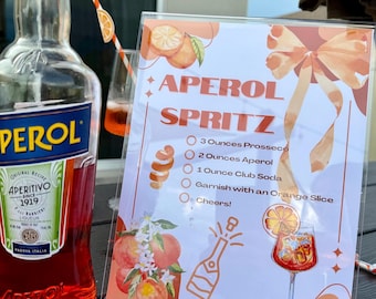 Aperol Spritz Bar Sign: Modern Cocktail Recipe Print
