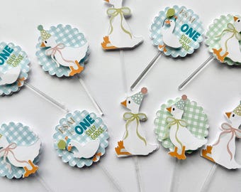 One Silly Goose Cupcake Toppers, Goose/ Duck Birthday Party Decorations