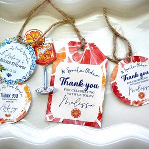 Aperol Spritz Favor Tags, Custom Thank You Tags for Bridal Showers, Bachelorette, Birthdays | A Spritz Older, Love At First Spritz