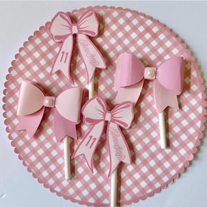 Coquette Bow Cupcake Toppers  | 3D Bows | Ballerina, First Birthday, Tea Party Decor, Girls Birthday