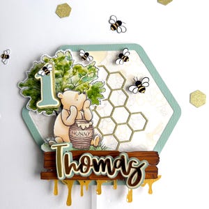 Winnie the Pooh Cake Topper | Baby Shower Cake Topper | Pooh Bear Birthday Cake Topper | Honey Drip Topper