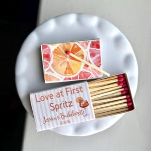 Custom Aperol Spritz Matchboxes | Birthday Party Favors, Bachelorette, Bridal Shower