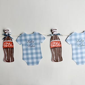 She’s Ready to Pop Banner & Garland | Retro Soda Bow Baby Shower Decor | Custom Onesie