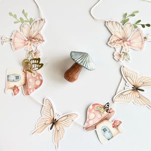Fairy Garland Banner | Enchanted Fairy Party Decor | Woodland Fairy Banner | Mushroom Butterfly Garland | Fairy First Birthday