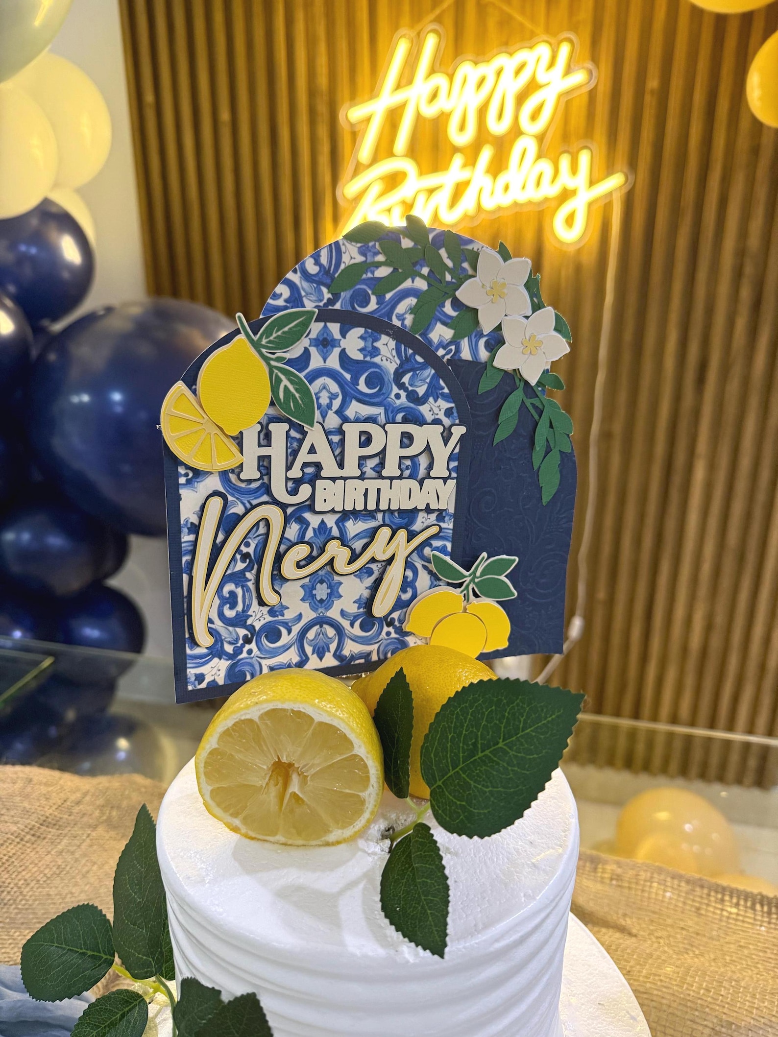 Amalfi Coast Cake Topper, Lemon Birthday Decor, Yellow and Blue ...