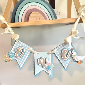 One Silly Goose Banner,  High Chair Banner – Gingham First Birthday Garland – Farm Animal Party Decor, First Birthday Decoration