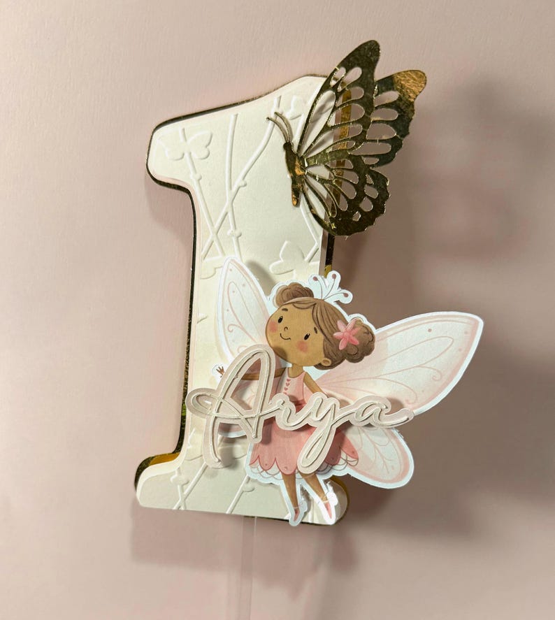 Fairy First Birthday Cake Topper– Personalized Number Topper image 6